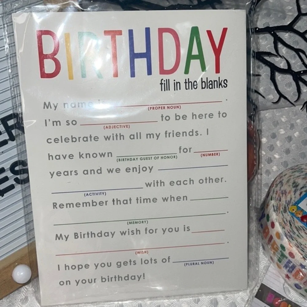 Happy Birthday GOODIE PACK NEW Scratch Off/Bookmarks/fill In Blanks/ Streamer.